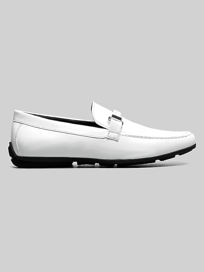 Stacy Adams Men's Sherida Moc Toe Bit Loafers , White Patent