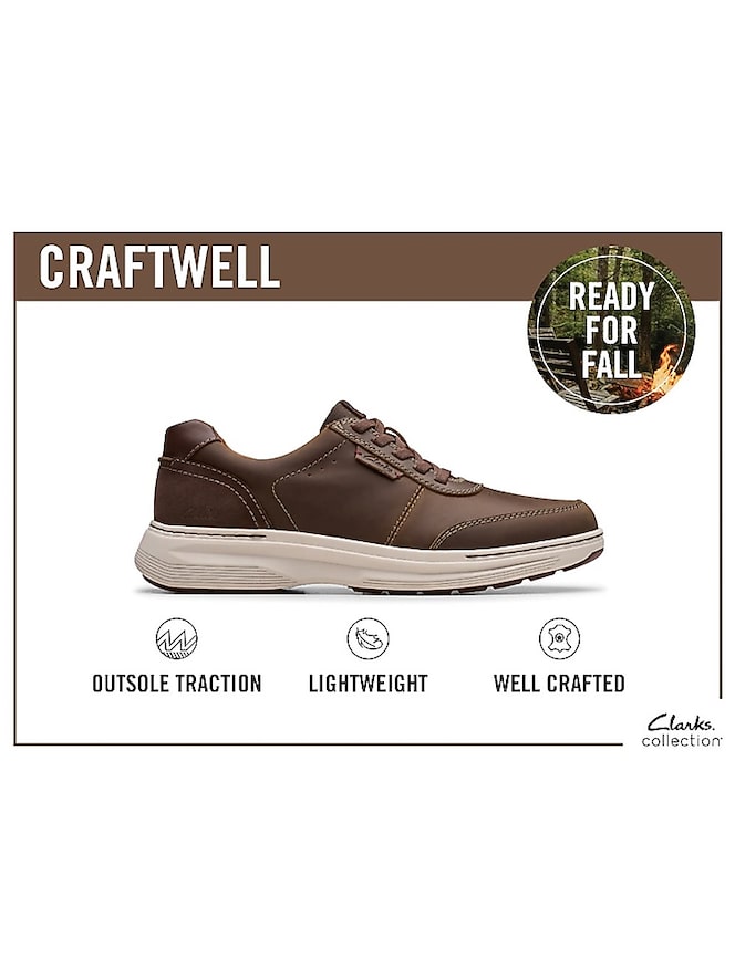 Clarks Craftwell Moc Toe Casual Oxfords, Dark Tan - Image 6 of 6
