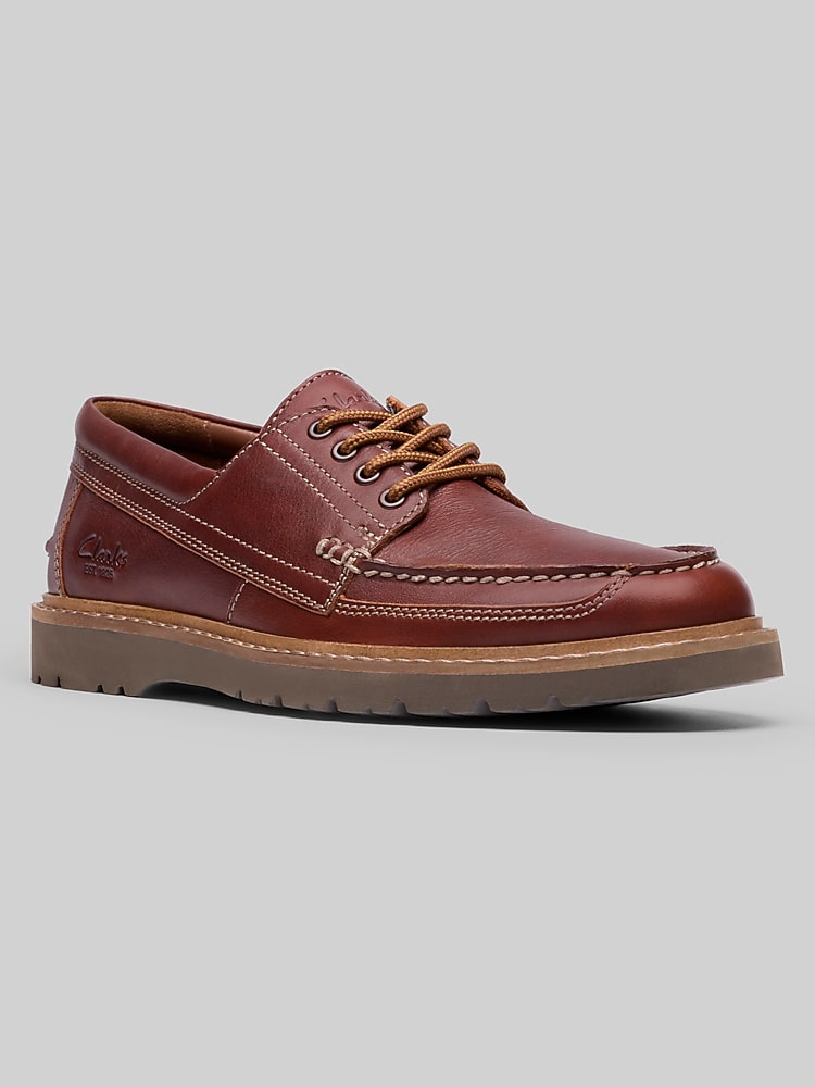 Clarks Weltridge Men's Moc Toe Casual Shoes, Size: 12 Wide, Dark Tan Leather