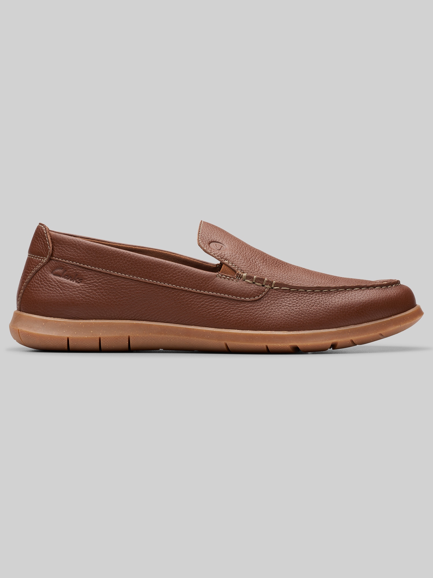 Clarks brown leather loafers slip on shoes men\'s size 13 business casual Mens Dresslite Step Dark Tan Leather Loafers | Clarks main image 3