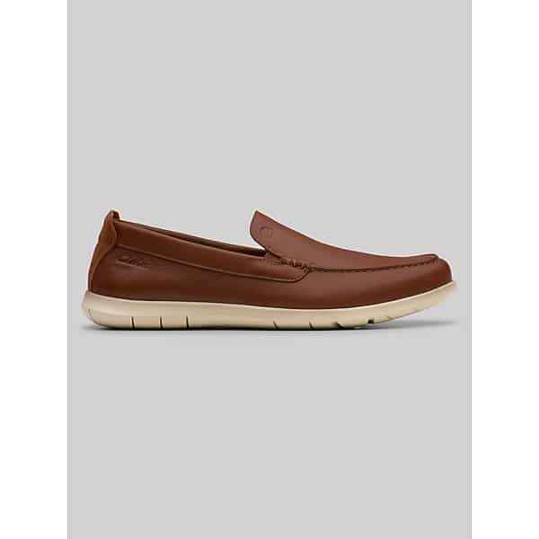 Clarks Men's Flexway Step Moc Toe Casual Slip-On Shoes Tan - Size: 7 WIDE