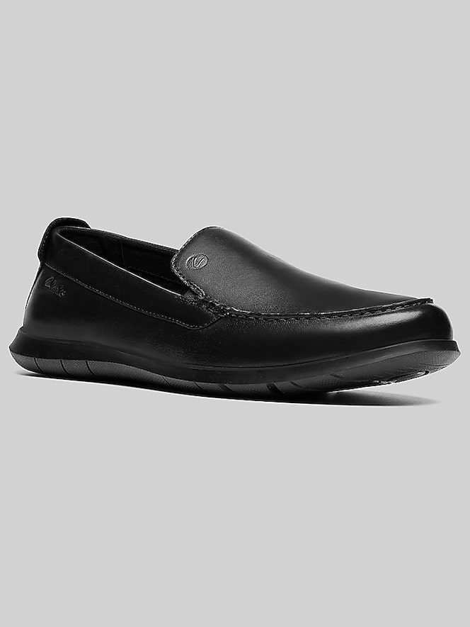 Clarks Flexway Step Moc Toe Casual Slip-On Shoes, Black Smooth - Image 2 of 5