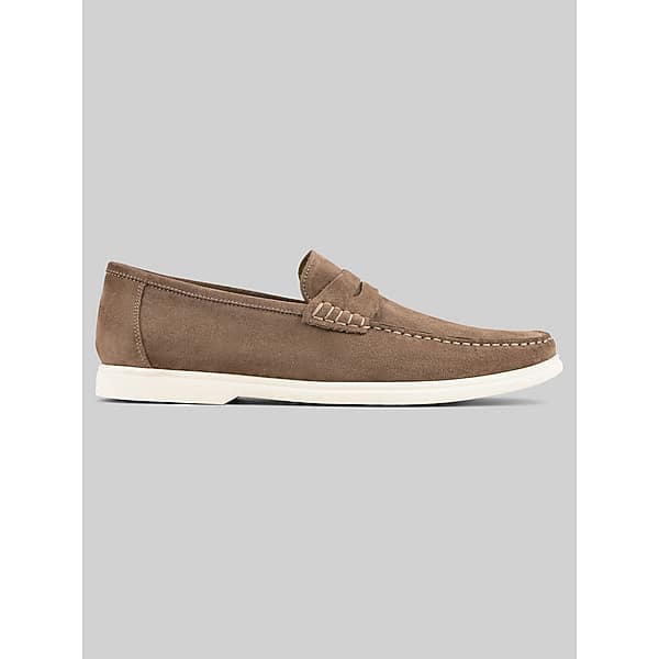 Donald Pliner Men's Clive Moc Toe Suede Penny Loafers Taupe - Size: 12 D-Width