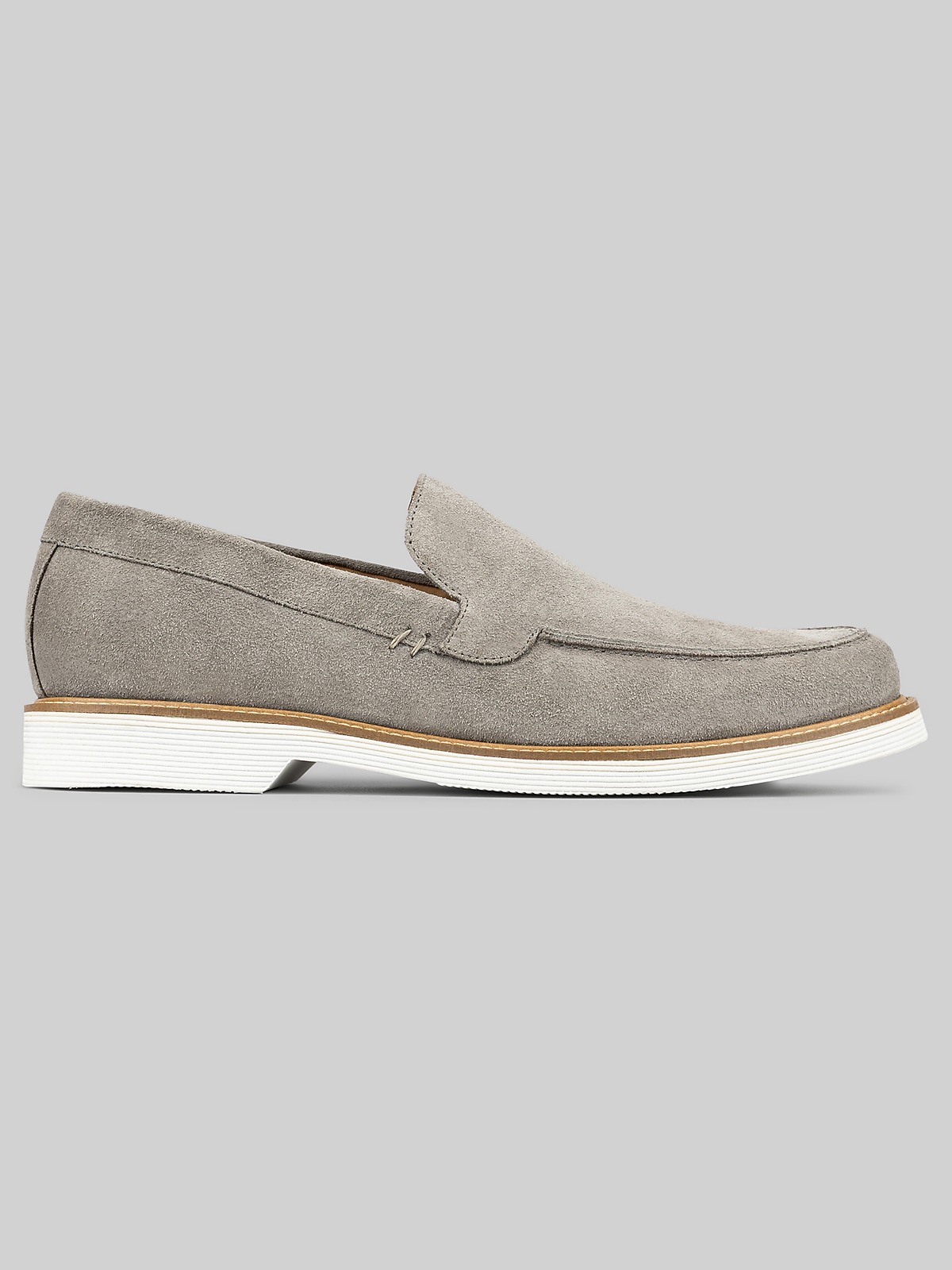 Calvin Klein Men\'s Suede Loafers in Gray with Contrast Stitching, 9.5 LOGAN Light Grey Suede Tassel Slip-On Men main image 4