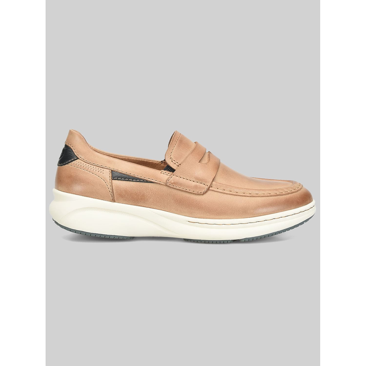 Born Davis Men’s Penny Loafers in Natural Tan Leather – Slip-On Comfort Loafer Sneakers with Cushioned Footbed, Size 10 D Width