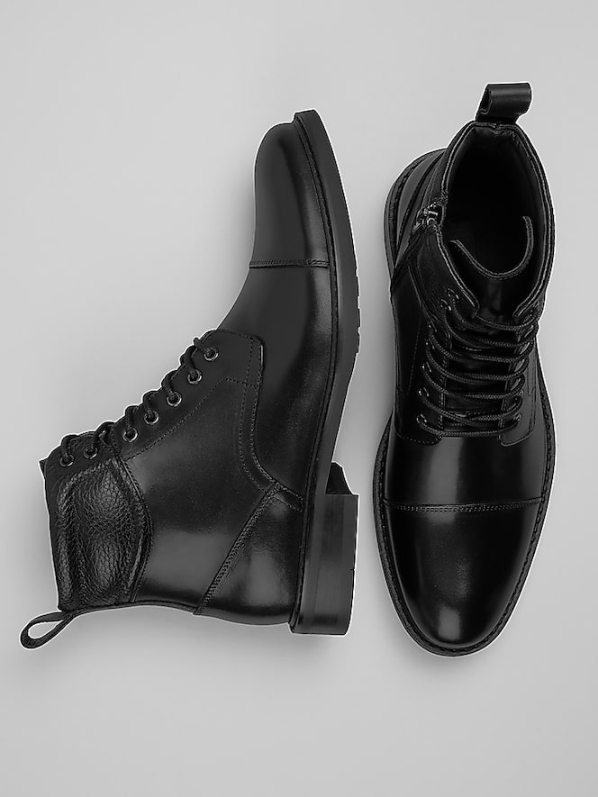Joseph Abboud Alan II Leather Cap Toe Lace-Up Boots