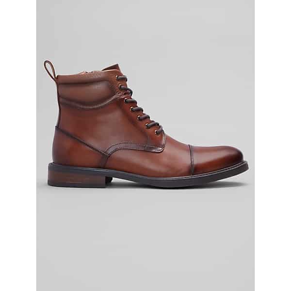 Joseph Abboud Men's Alan II Leather Cap Toe Lace-Up Boots Cognac - Size: 9 D-Width