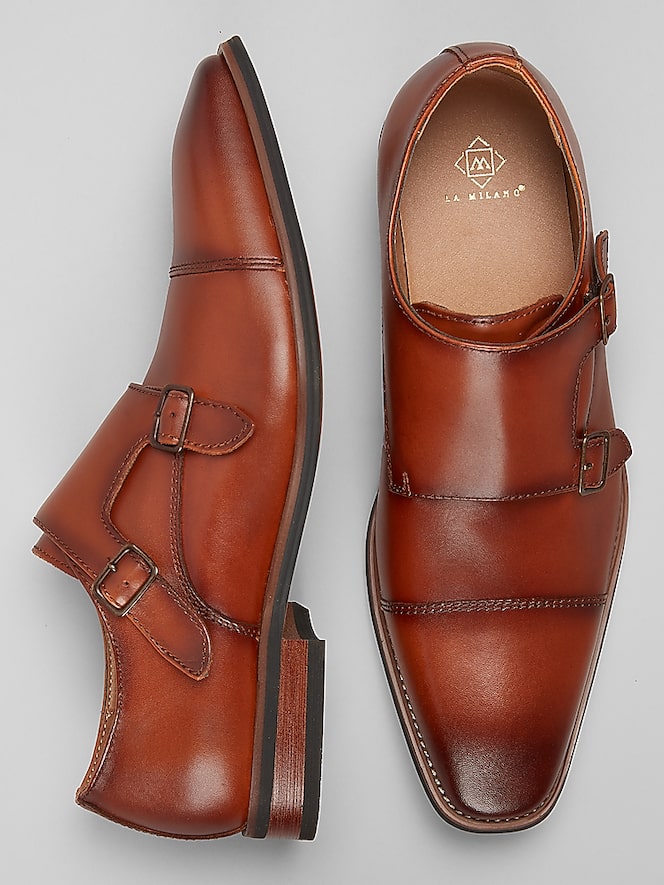 La Milano Clark Cap Toe Monk Strap Shoes