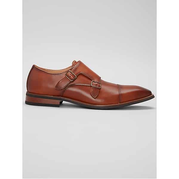 La Milano Men's Clark Cap Toe Monk Strap Shoes Cognac - Size: 7.5 D-Width