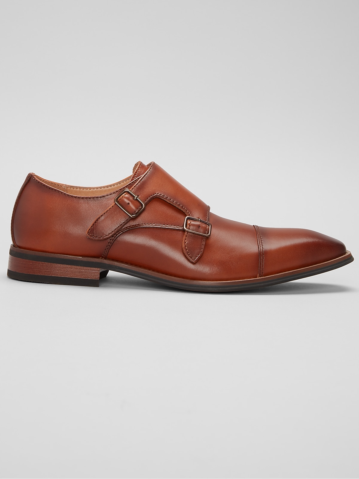La Milano Clark Cap Toe Monk Strap Shoes, Cognac - Brown | Dress