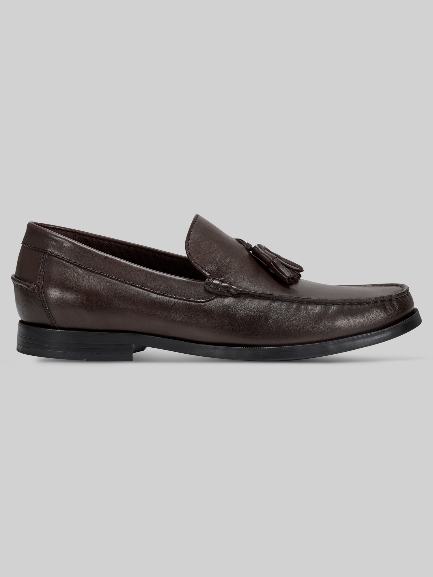 Cranston Mens Leather Woven Kiltie Tassel Loafers Black Brown Brazil 10 180468 Men Dark Brown Tassel Kilt Loafer | Handsewn Company main image 3