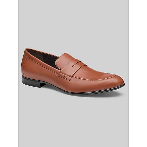 Johnston & Murphy Men's Elston Moc Toe Penny Loafers Tan Leather - Size: 10 D-Width