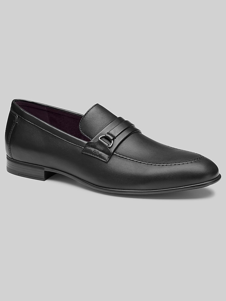Johnston & Murphy Elston Moc Toe Bit Loafer, Black Leather | Dress