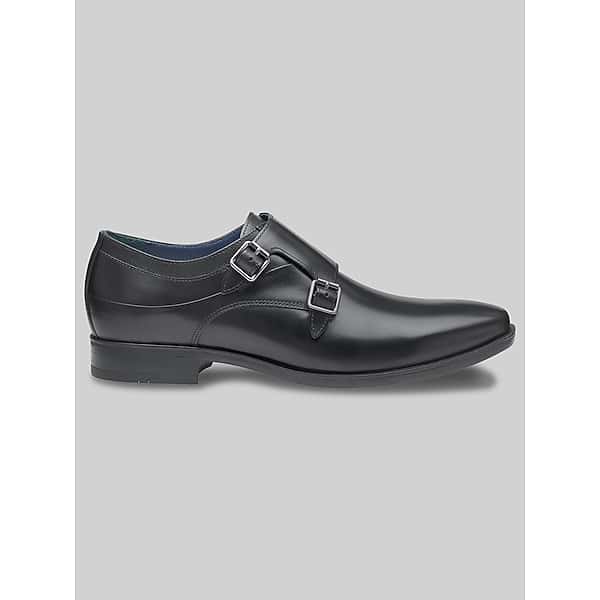 Johnston & Murphy Men's Gibbons Double-Buckle Monk Strap Shoes Black - Size: 10 D-Width