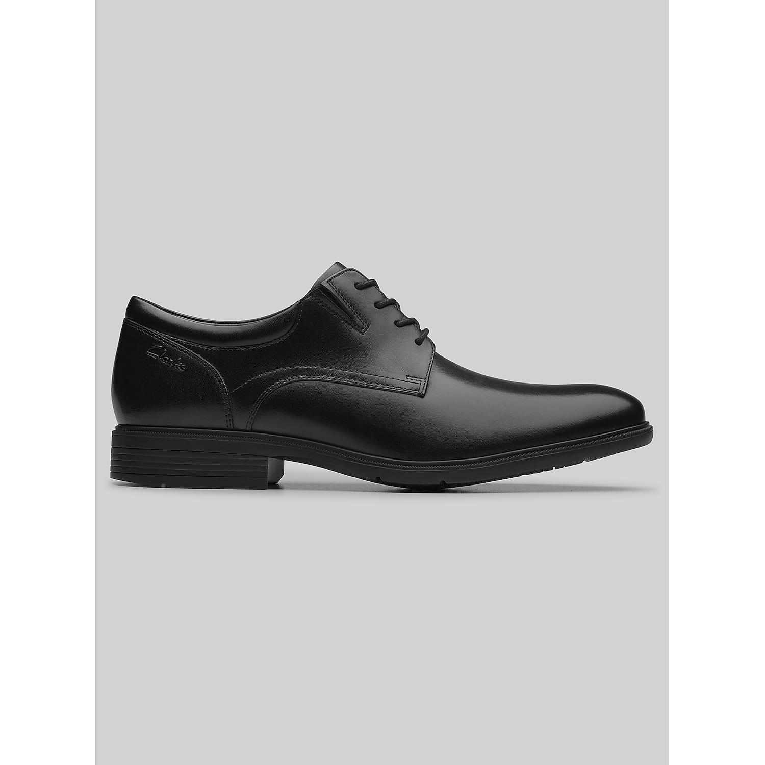 Clarks Steadwell Black Leather Lace-Up Oxford Dress Shoes for Men, Size 7 D – Plain-Toe Business Shoes for Office, Interviews and Formal Events