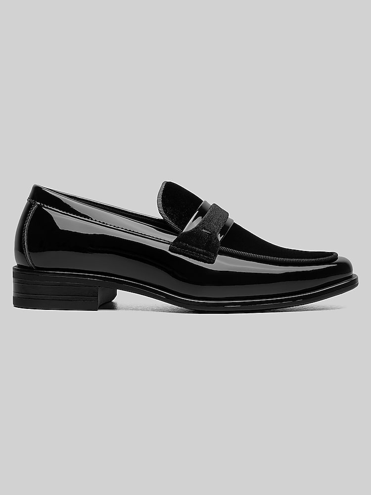 Stacy Adams Spratley Boys Moc Toe Saddle Slip On Loafers, Black