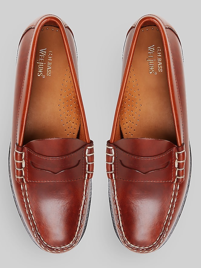 G.H.BASS Larson Heritage Weejuns Moc Toe Penny Loafers, Light Brown - Image 4 of 6