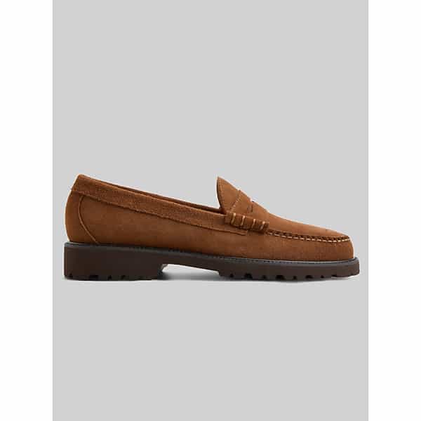G.H.BASS Men's Larson Lug Weejuns Penny Loafer Tan Suede - Size: 10.5 D-Width