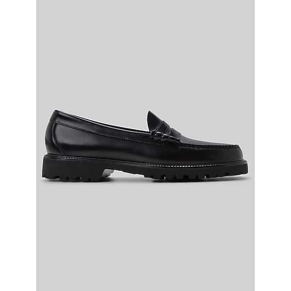 G.H.BASS Men's Larson Lug Weejuns Penny Loafer Black Leather - Size: 7.5 D-Width