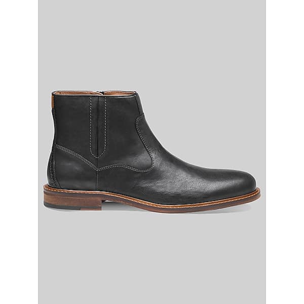 Johnston & Murphy Men's Ripley Inside Zip Plain Toe Boot Black Leather - Size: 14 D-Width