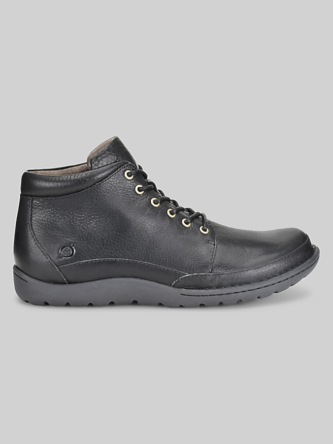 Born Shoes Nigel Plain Toe Lace Up Boots Black Leather
