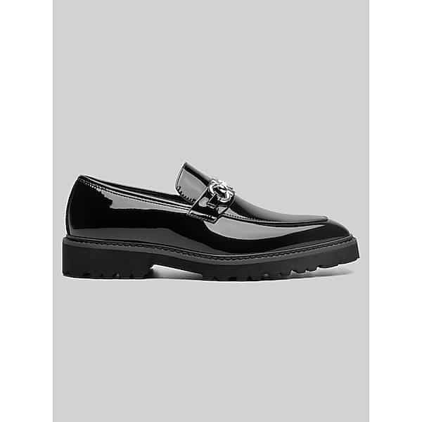 Stacy Adams Men's Carabello Moc Toe Metal Bit Dress Loafers Black Patent - Size: 8 D-Width