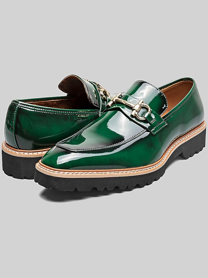 Stacy Adams Carabello Moc Toe Metal Bit Dress Loafers, Green Patent - Image 4 of 7