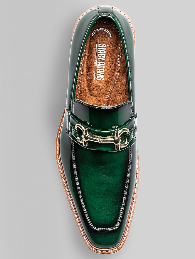 Stacy Adams Carabello Moc Toe Metal Bit Dress Loafers, Green Patent - Image 7 of 7