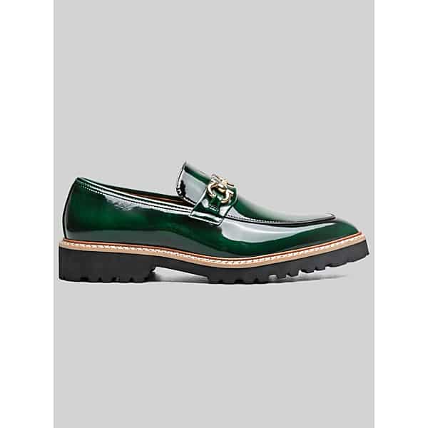 Stacy Adams Men's Carabello Moc Toe Metal Bit Dress Loafers Green Patent - Size: 7 D-Width