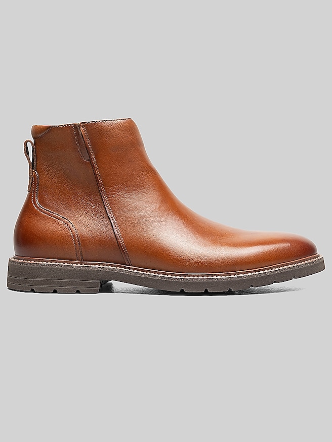 Florsheim Redford Plain Toe Side Zip Boots Cognac