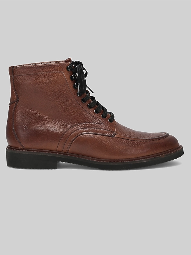 Frye Lowell Mid Lace-Up Moc Toe Boots Red Oak