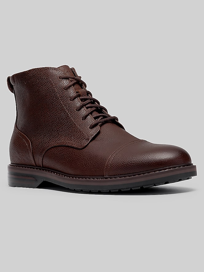 Clarks Aldwin2 Cap Toe Mid Boot, Brown Leather - Image 2 of 6