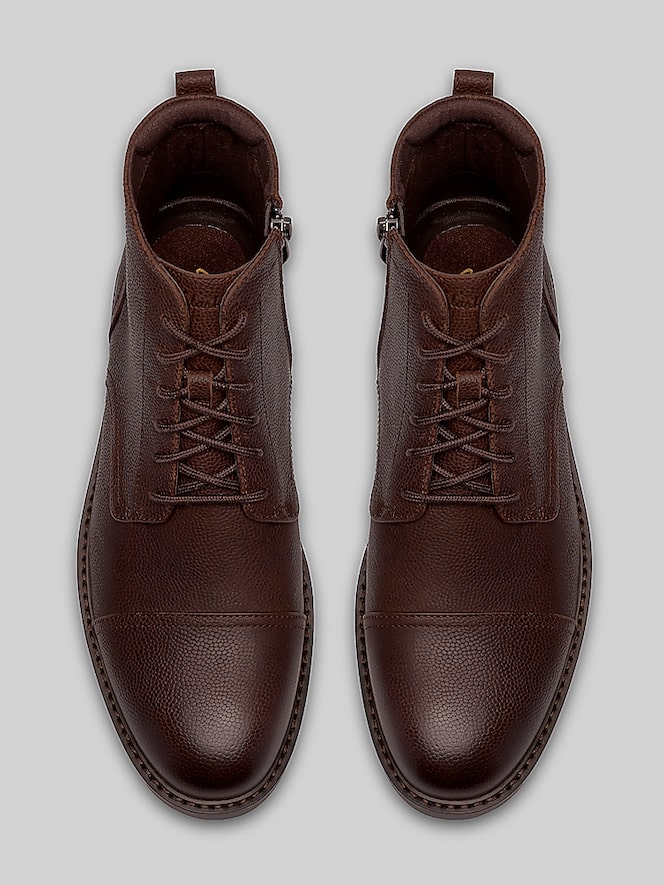 Clarks Aldwin2 Cap Toe Mid Boot, Brown Leather - Image 4 of 6