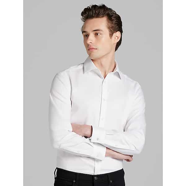 Calvin Klein Men's Slim Fit Solid Supima Cotton Dress Shirt White Solid - Size: 18 1/2 36/37 TMW50DB85701