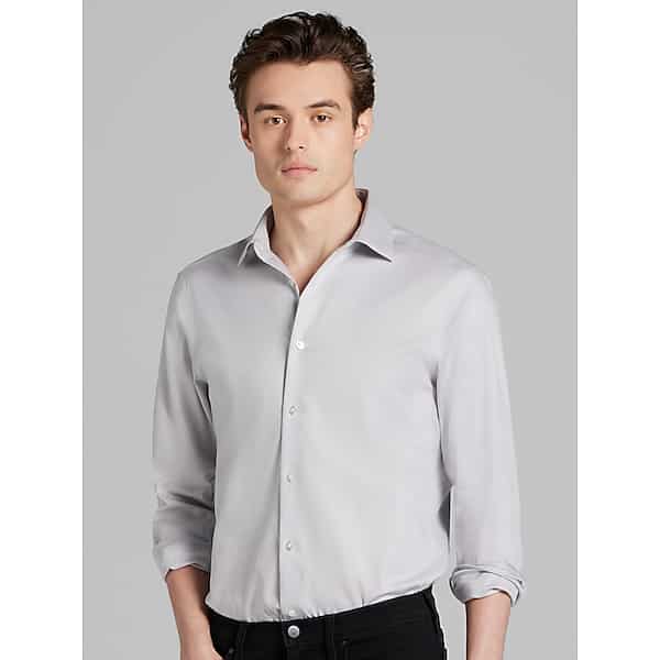 Calvin Klein Men's Slim Fit Solid Supima Cotton Dress Shirt Gray Solid - Size: 17 36/37 TMW50DB70703