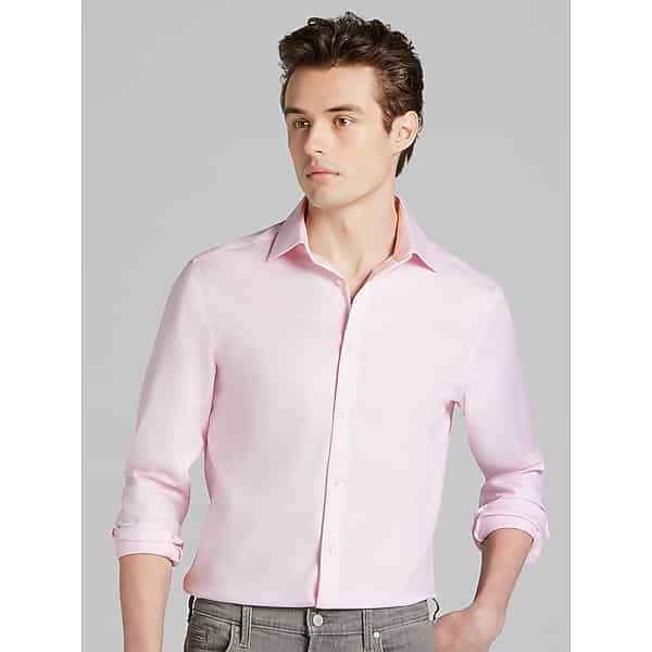 Calvin Klein Big & Tall Men's Slim Fit Solid Supima Cotton Dress Shirt Pink Solid - Size: 18 1/2 34/35 TMW50DB85505