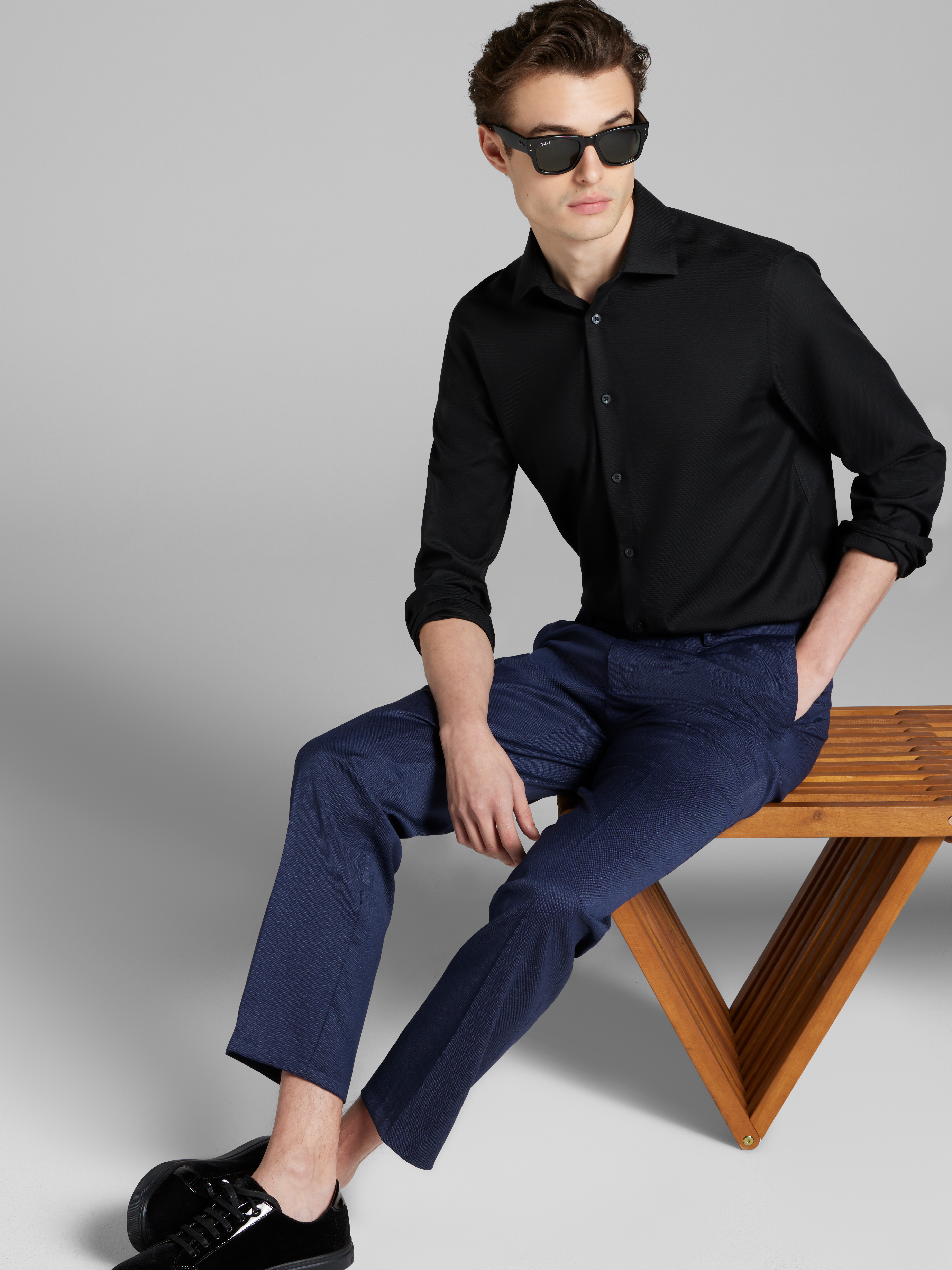 Slim Fit Solid Supima Cotton Dress Shirt