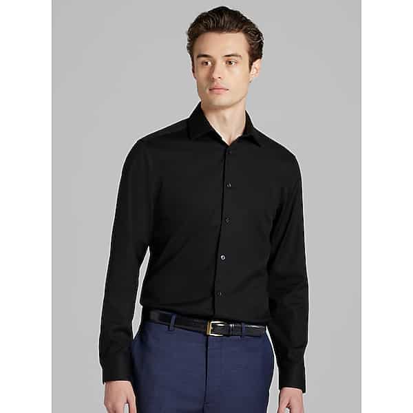 Calvin Klein Men's Slim Fit Solid Supima Cotton Dress Shirt Black Solid - Size: 16 1/2 36/37 TMW50DB65708