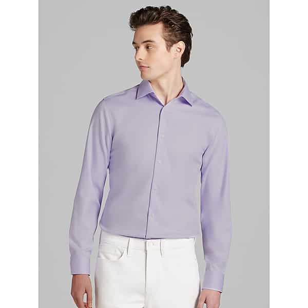 Calvin Klein Men's Slim Fit Solid Supima Cotton Dress Shirt Lavender Solid - Size: 17 1/2 32/33 TMW50CB75313
