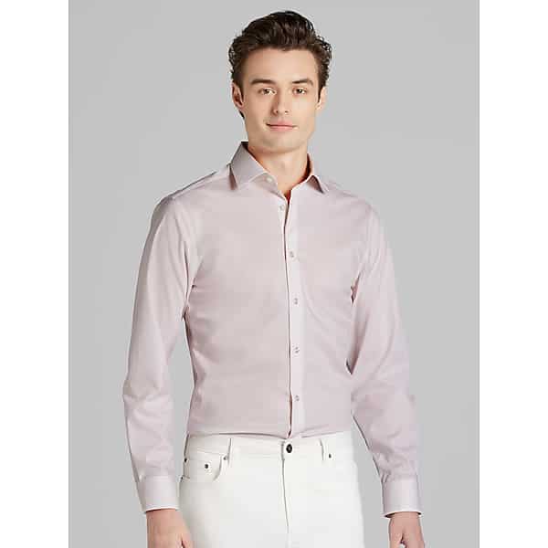 Calvin Klein Big & Tall Men's Slim Fit Supima Cotton Dress Shirt Pink Check - Size: 20 34/35 TMW50FB00545