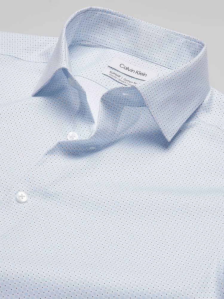 Calvin Klein Slim Fit Dot Dress Shirt, Blue Fancy