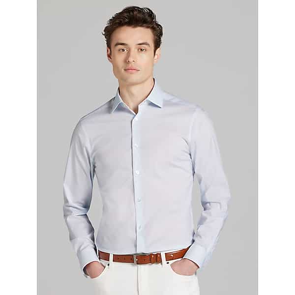 Calvin Klein Big & Tall Men's Slim Fit Supima Cotton Dress Shirt Blue Fancy - Size: 16 1/2 36/37 TMW50FB65782