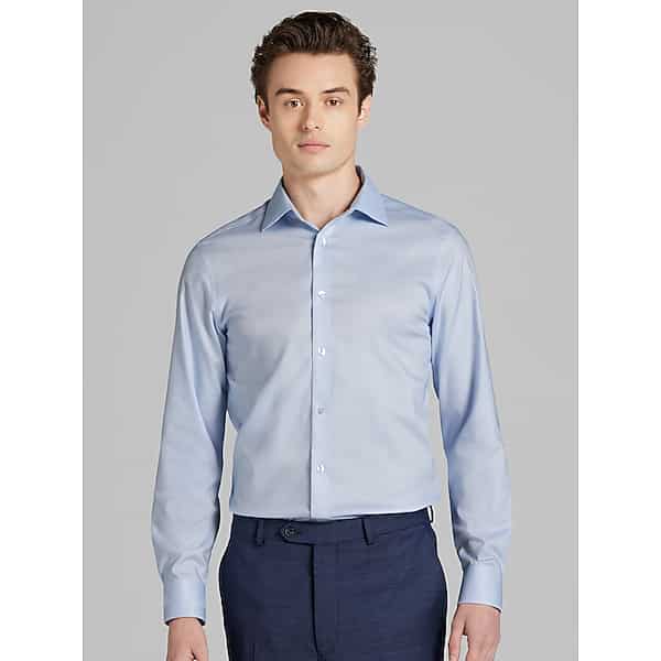 Calvin Klein Big & Tall Men's Slim Fit Supima Cotton Stretch Dress Shirt Blue Check - Size: 18 1/2 34/35 TMW50HB85538
