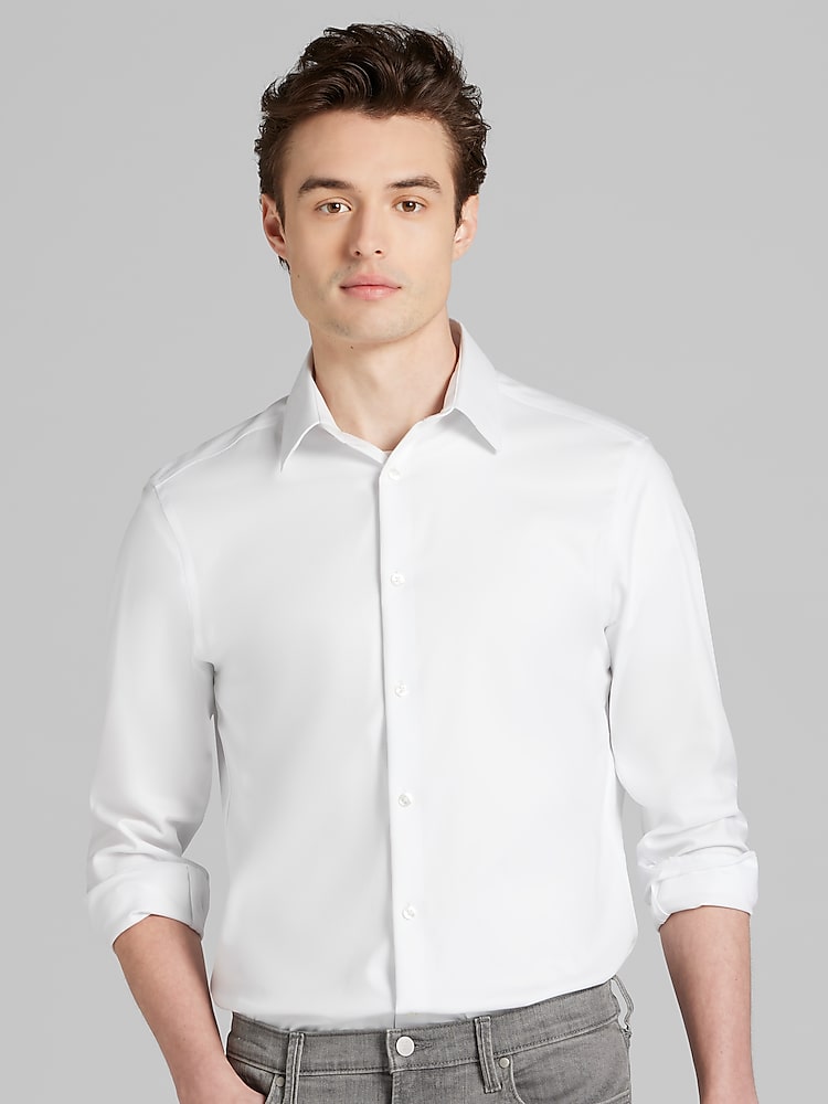 slim fit dress slacks Bianco Bianco Men's Slim Fit (Button Cuff) – The Hatbox main image 0