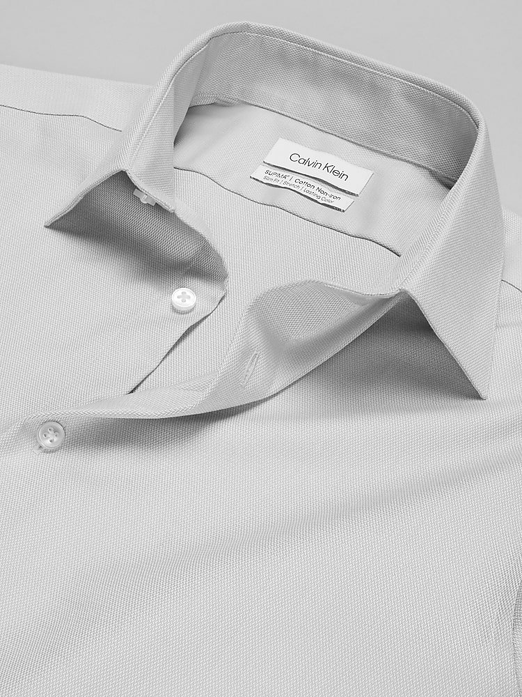 Calvin Klein Slim Fit Solid Dress Shirt, Gray Solid | Men's Wearhouse