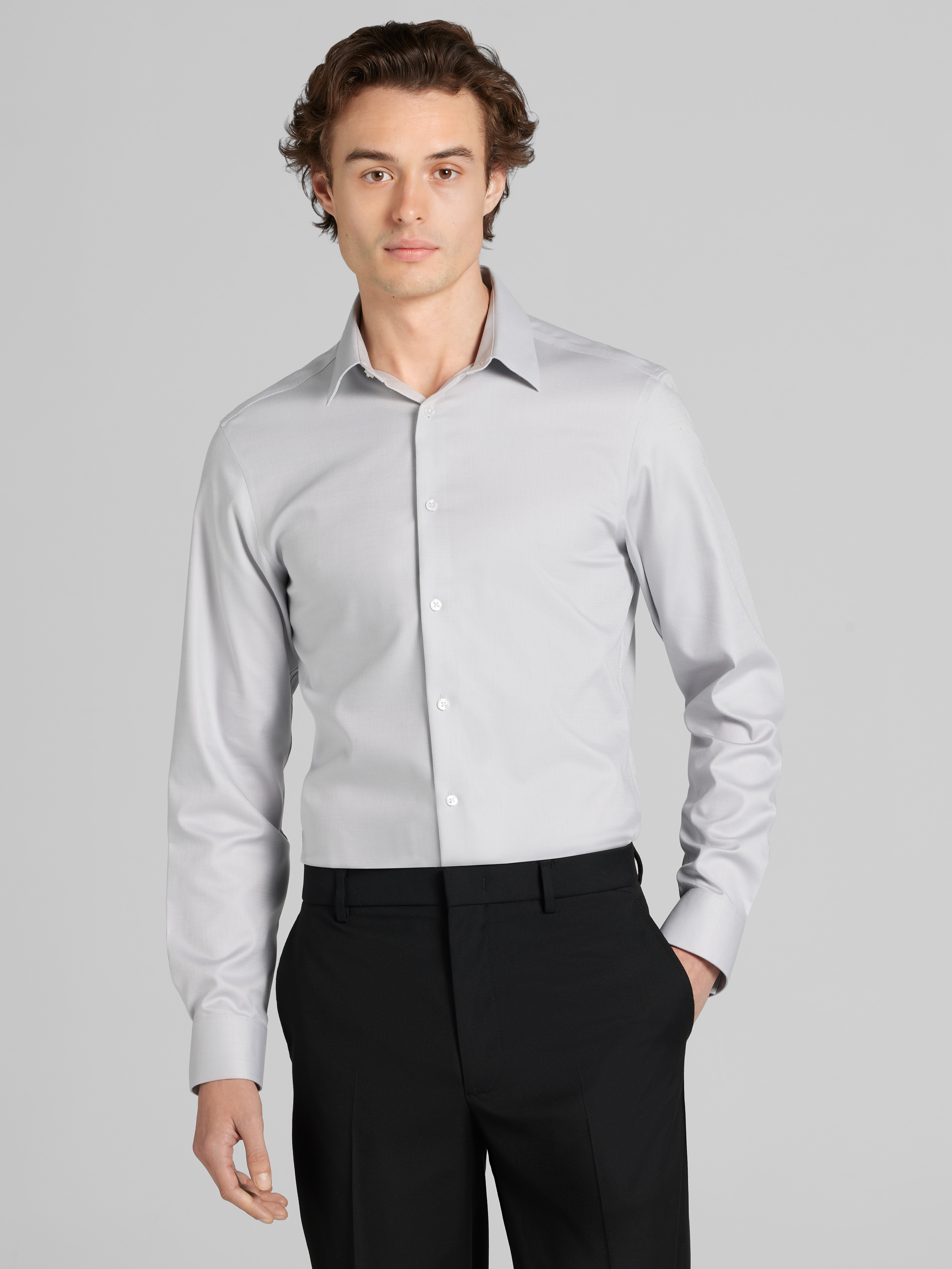 calvin klein tall dress shirts Calvin Klein Men's Slim Fit Dress Shirt - Charcoal
