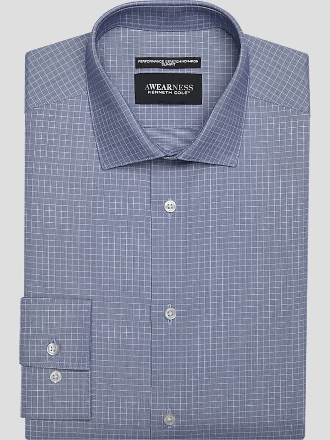Awearness Kenneth Cole Slim Fit Ultra Performance Stretch Grid Dress Shirt