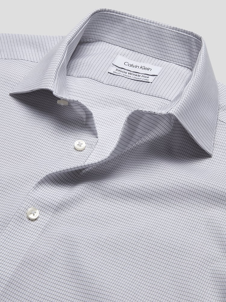 Calvin Klein Slim Fit Spread Collar Plaid Dress Shirt