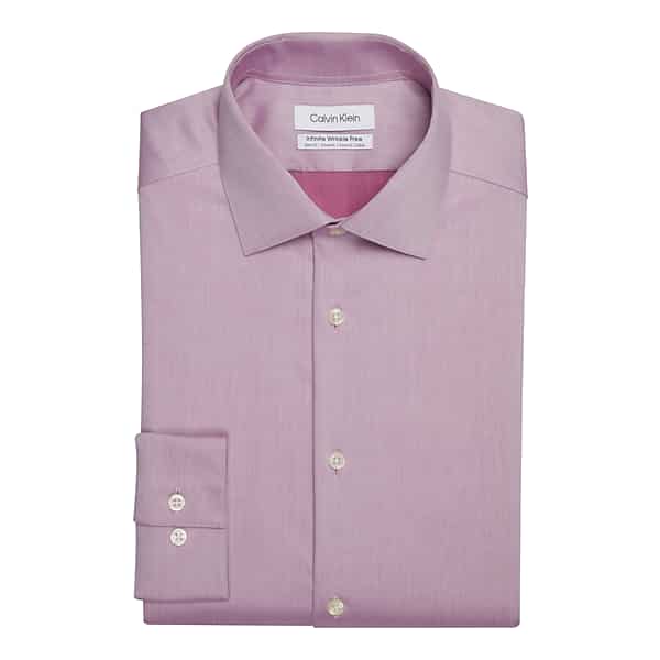 Calvin Klein Men's Slim Fit Wrinkle-Resistant Dress Shirt Pink Solid - Size: 15 34/35 TMW51BK50505