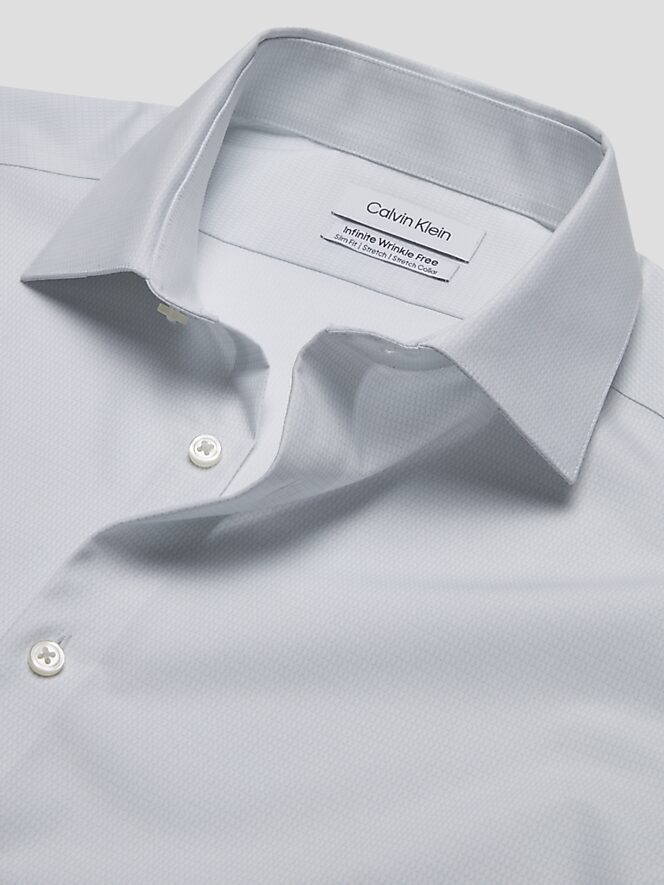 Calvin Klein Slim Fit Spread Collar Textured Dress Shirt